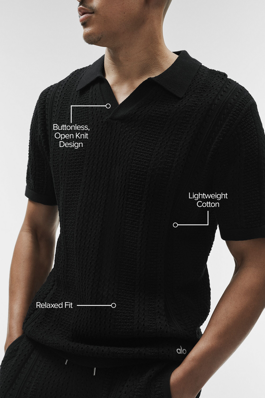 Coastline Knit Short Sleeve Polo - Black