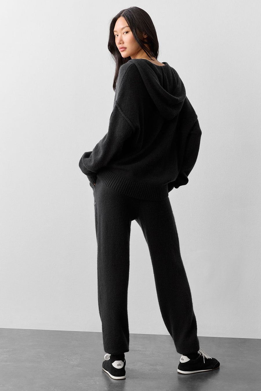 Wool Cashmere New Class Full Zip Hoodie - Black