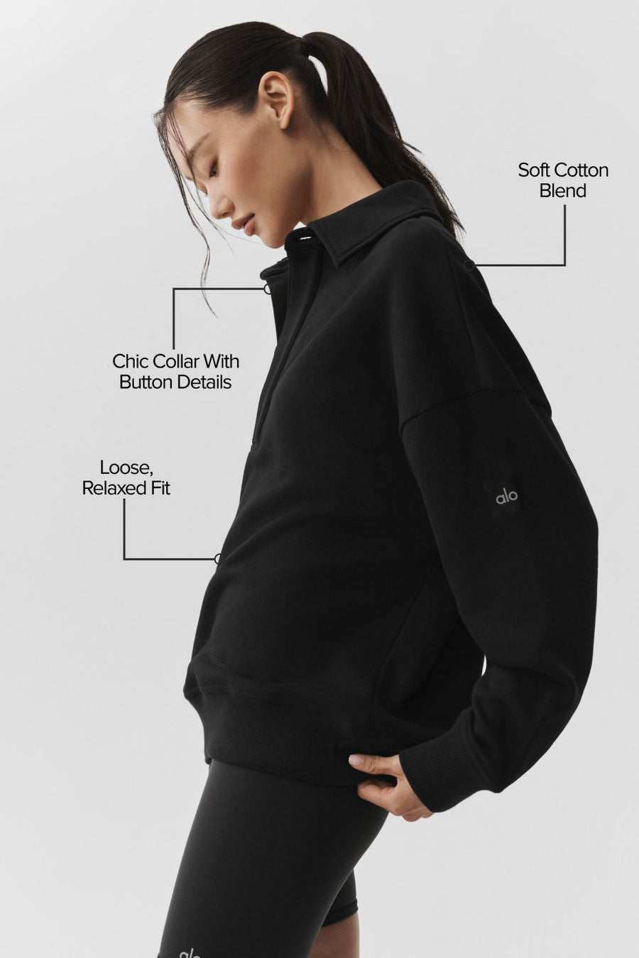Take It Easy Long Sleeve Henley Pullover - Black