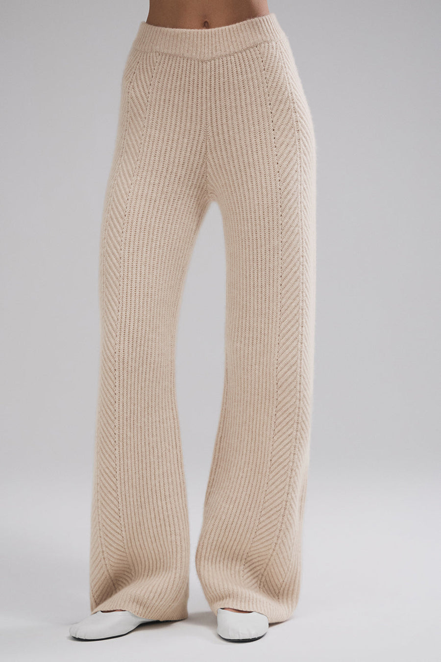Winter Magic Cashmere Wide Leg Pant - Birch Heather