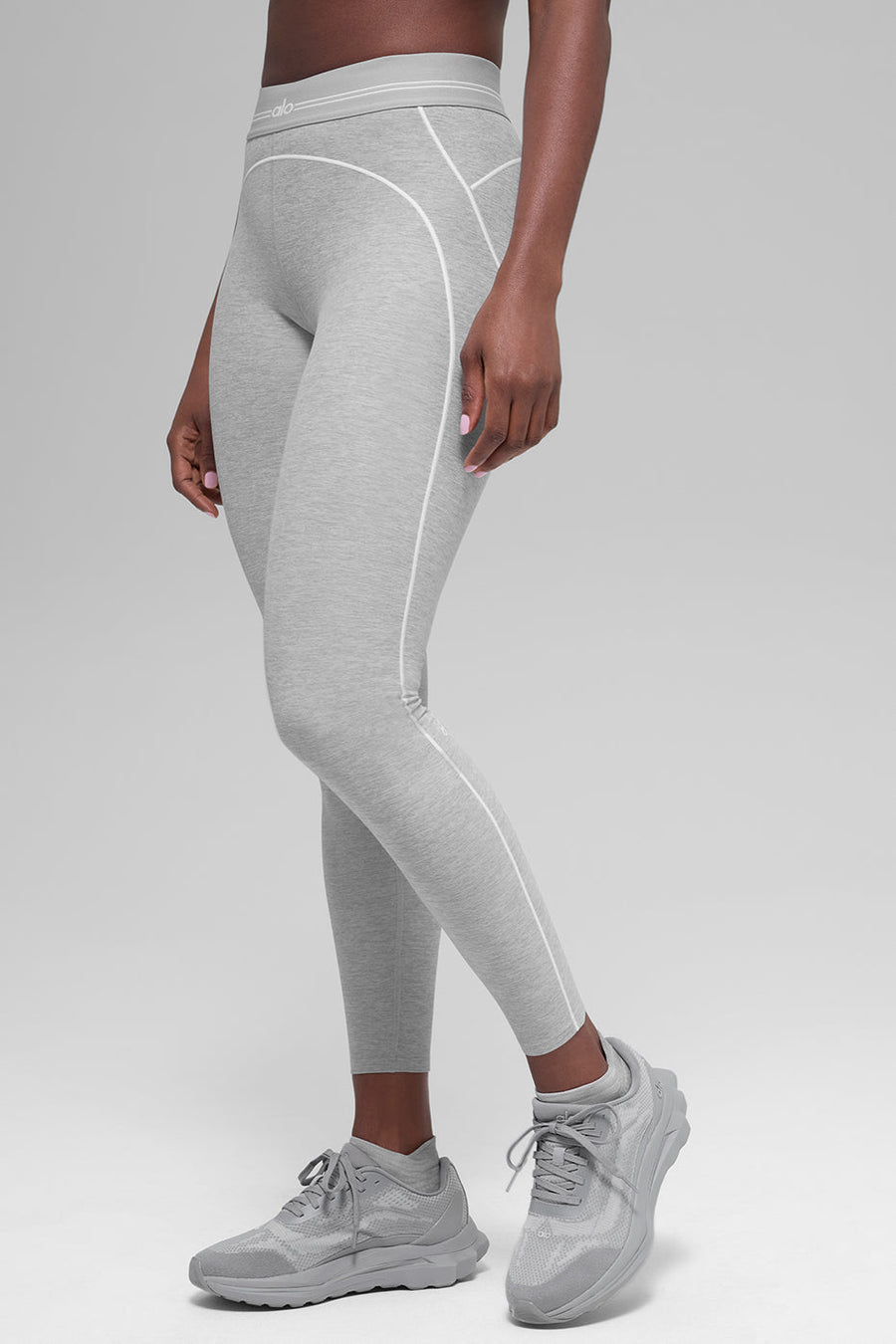 7/8 High-Waist Ultrasoft Heart Throb Legging - Athletic Heather Grey/White