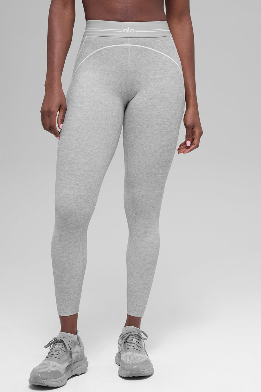 7/8 High-Waist Ultrasoft Heart Throb Legging - Athletic Heather Grey/White
