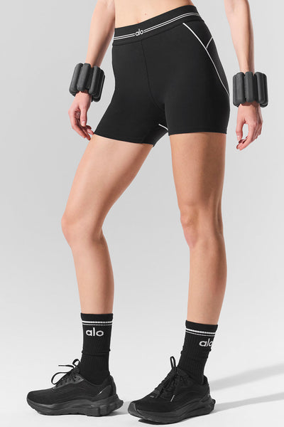4\" Airbrush High-Waist Heart Throb Short - Black/White