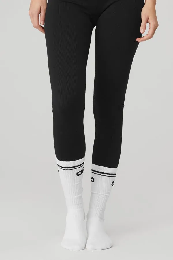 Women's Throwback Barre Sock - White/Black