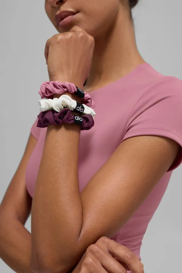 Fresh Mini Scrunchie 3-Pack - Burgundy/Pink Wild Rose/Ivory