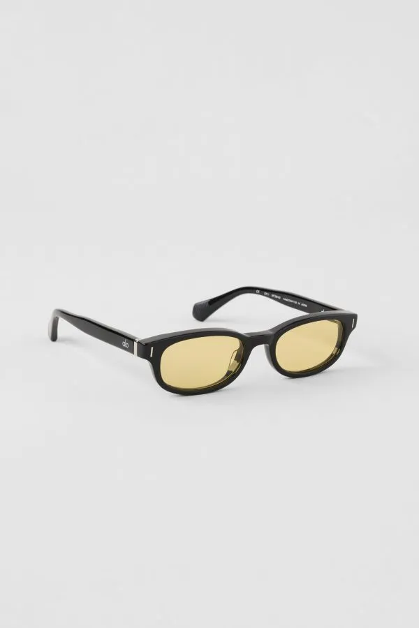 Skinny Oval Sunglasses - Black/Yellow