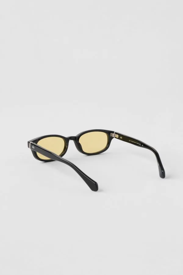 Skinny Oval Sunglasses - Black/Yellow