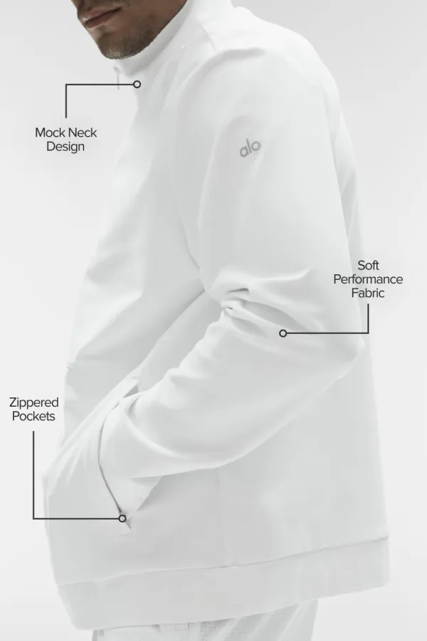 Conquer Max Mock Neck Full Zip - White