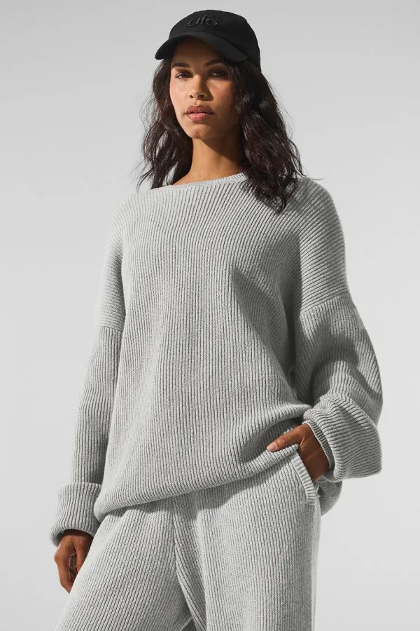 Domain Rib Knit Crew Sweater - Athletic Heather Grey