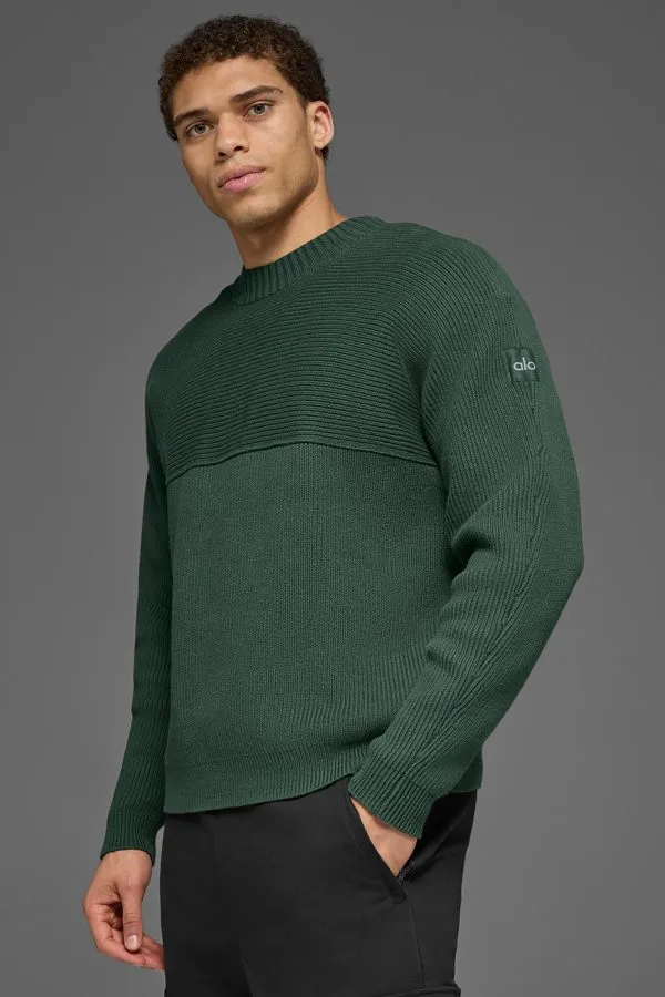 Domain Shift Rib Knit Sweater Crew - Clover Green