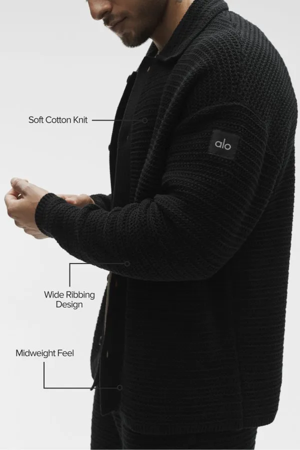 Shift Knit Button Up Long Sleeve - Black
