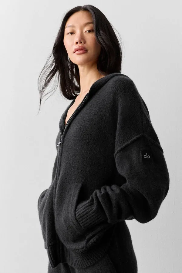 Wool Cashmere New Class Full Zip Hoodie - Black