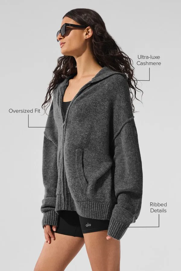 Wool Cashmere New Class Full Zip Hoodie - Platinum Grey
