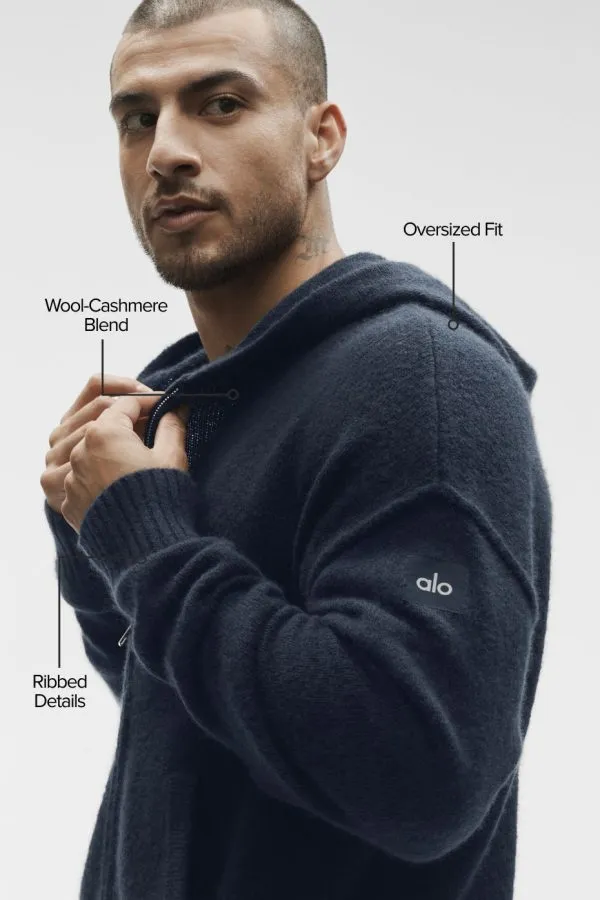 Wool Cashmere New Class Full Zip Hoodie - Navy