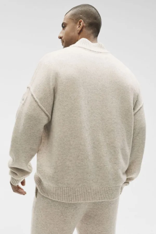 Wool Cashmere New Class 1/4 Zip Pullover - Oatmeal Heather