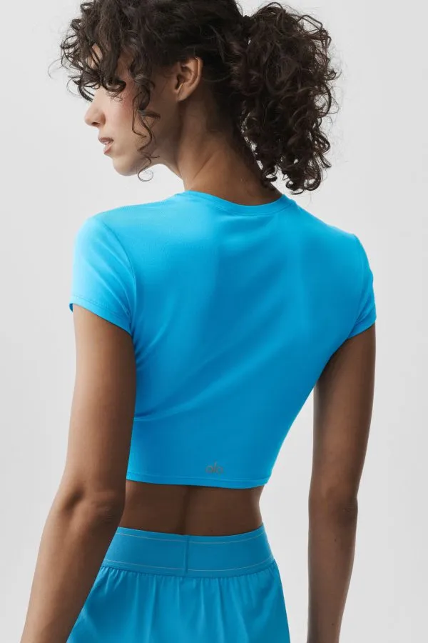Ultrasoft Crop Finesse Short Sleeve - Azure Blue