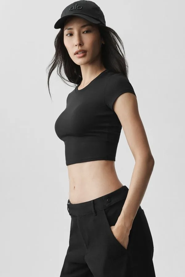 Ultrasoft Crop Finesse Short Sleeve - Black