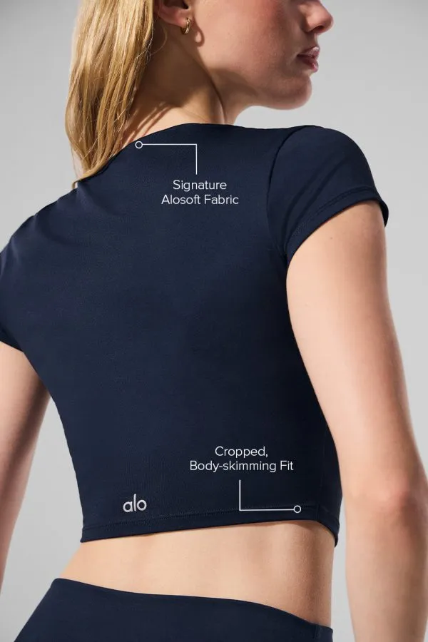 Ultrasoft Crop Finesse Short Sleeve - Navy