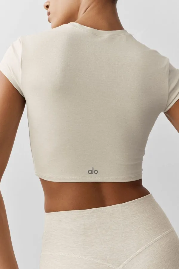 Ultrasoft Crop Finesse Short Sleeve - Oatmeal Heather