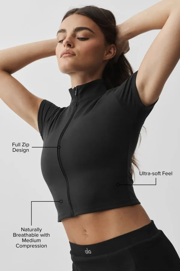 Softsculpt Full Zip Short Sleeve - Black