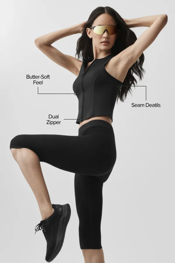 Ultrasoft Level Up Full Zip Tank - Black