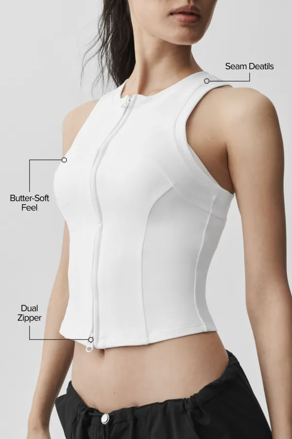 Ultrasoft Level Up Full Zip Tank - White