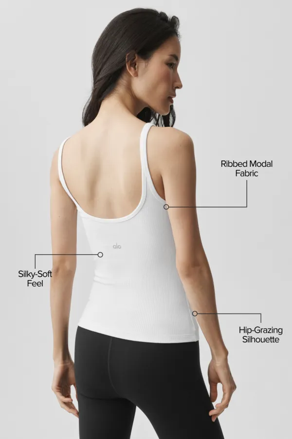 Ribbed Adore Tank - White