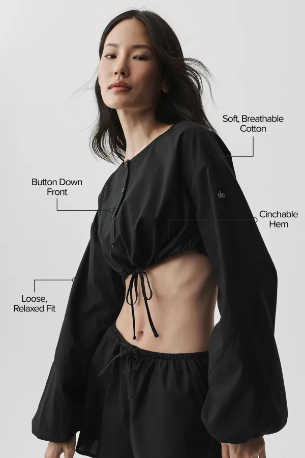 Cotton Cropped Real Deal Long Sleeve - Black