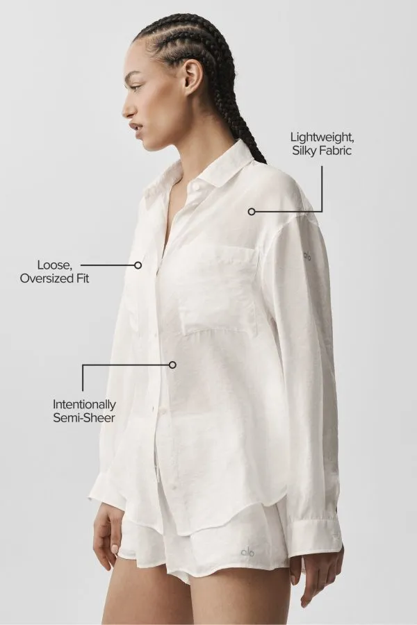 Semi-Sheer Golden Hour Button Down Long Sleeve - Ivory