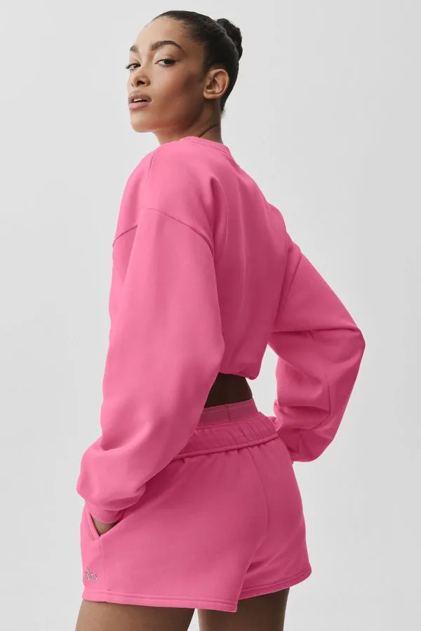 Cropped Accolade Crewneck - Paradise Pink
