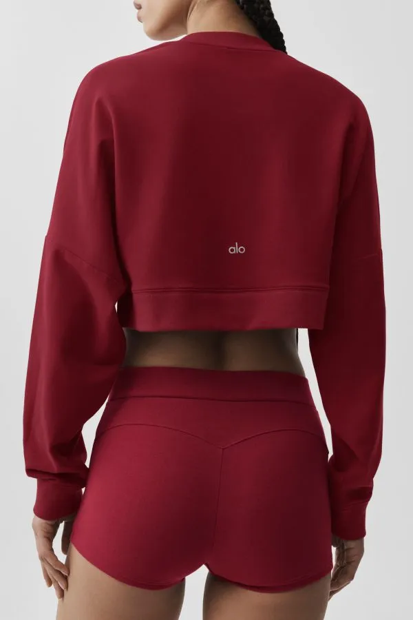 Cropped Sway Crew Neck Pullover - Summer Romance Red