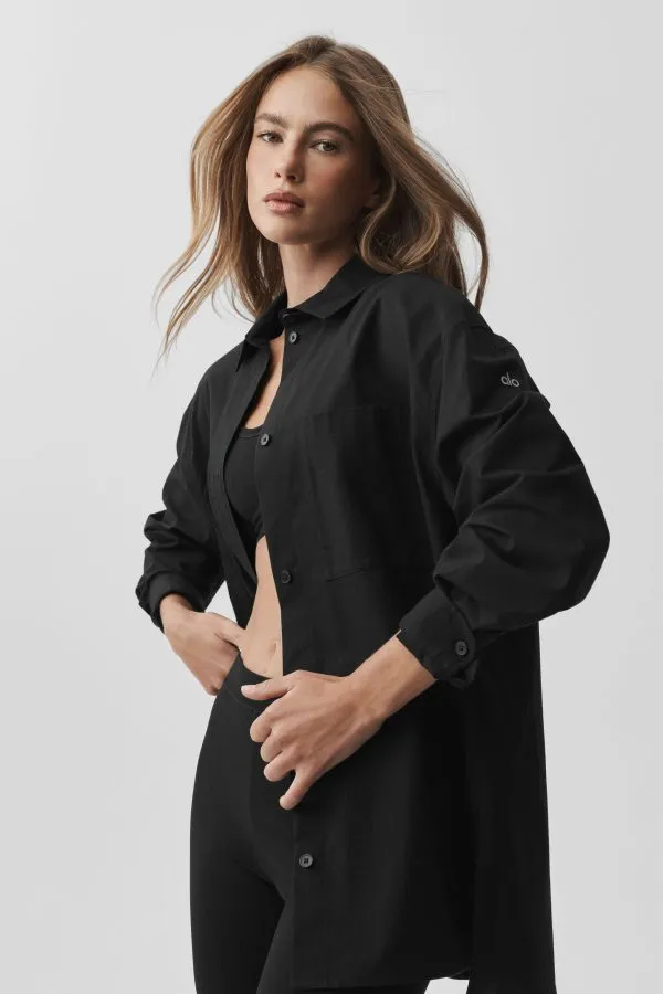 Cotton Real Deal Button Up Long Sleeve - Black