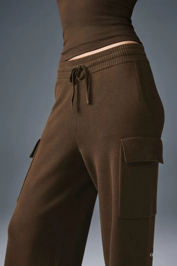 Scholar Knit High-Waist Cargo Pant - Espresso