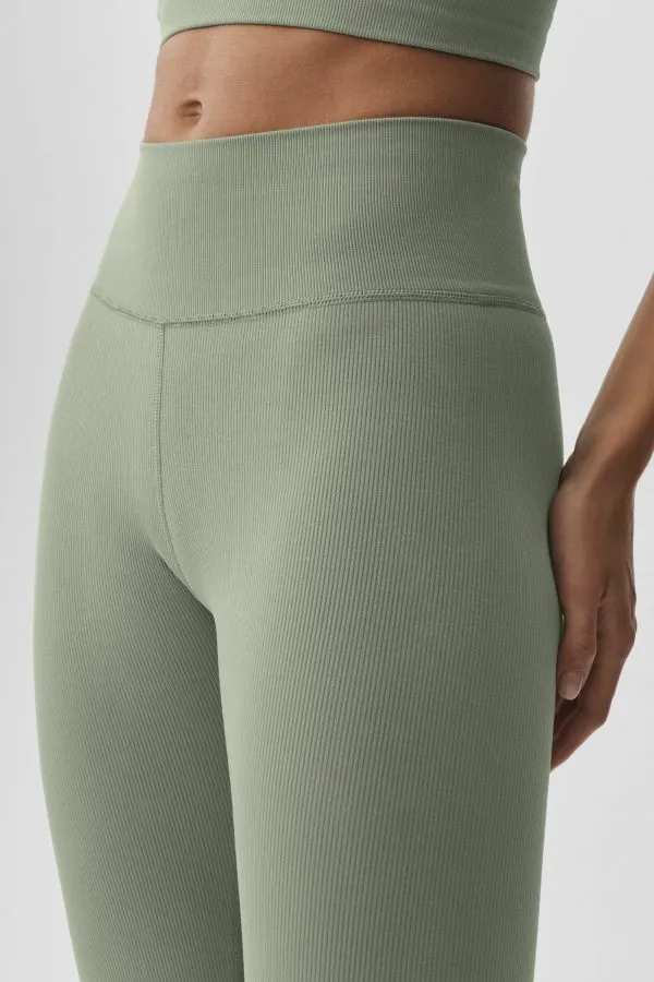 Seamless Modal Ribbed High-Waist 7/8 Legging - Dune Grass
