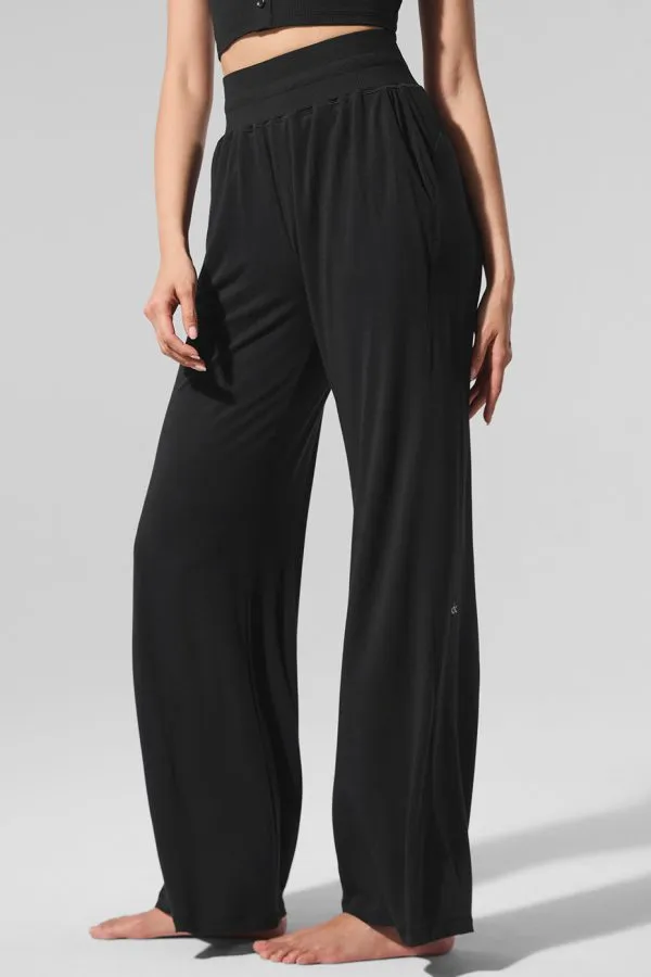 Semi-Sheer Delicate Lounge Flare Pant (Regular) - Black