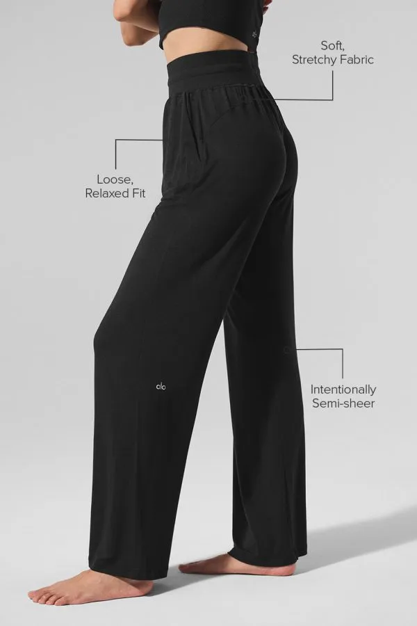 Semi-Sheer Delicate Lounge Flare Pant (Regular) - Black
