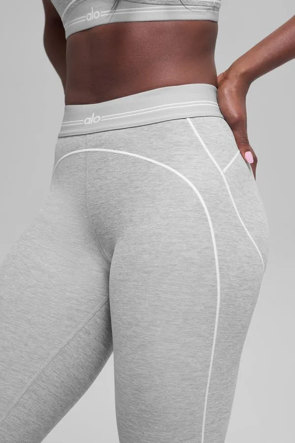 7/8 High-Waist Ultrasoft Heart Throb Legging - Athletic Heather Grey/White