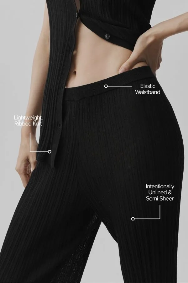 Sweater High-Waist Sunlit Straight Leg Pant - Black
