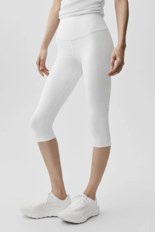 16" High-Waist Airbrush Capri - White