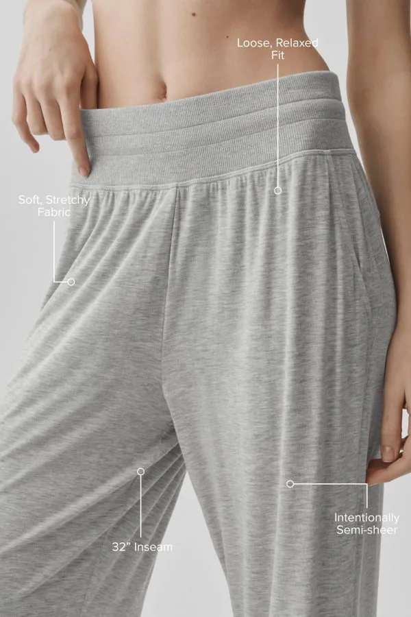Semi-Sheer Delicate Lounge Flare Pant (Long) - Athletic Heather Grey