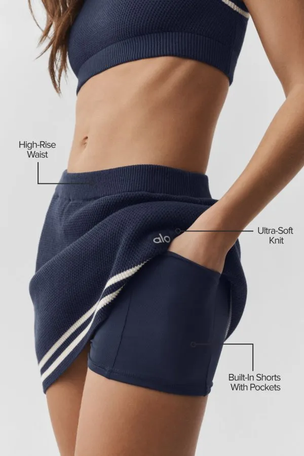 Tennis Club Sweater Knit Skirt - Navy/Ivory