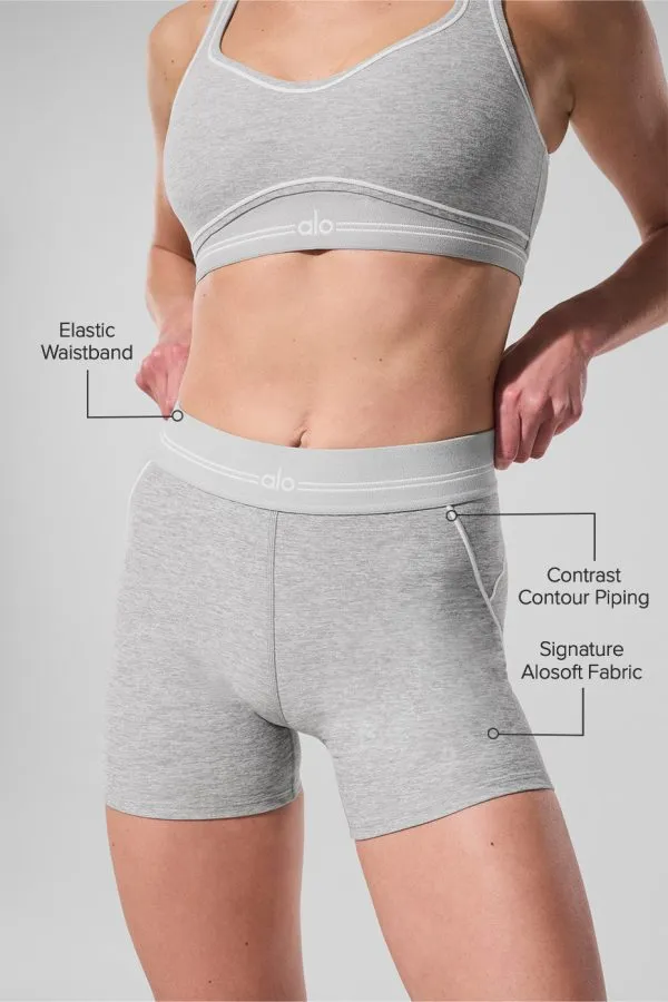4” Ultrasoft High-Waist Heart Throb Short - Athletic Heather Grey/White