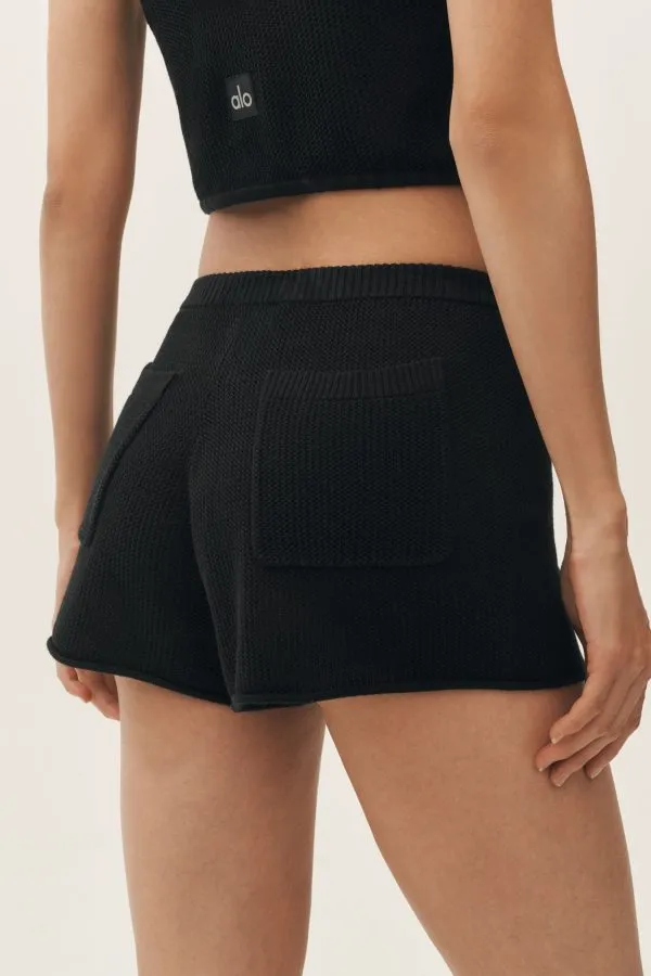 Silk Cashmere Mid-Rise Heatwave Short - Black