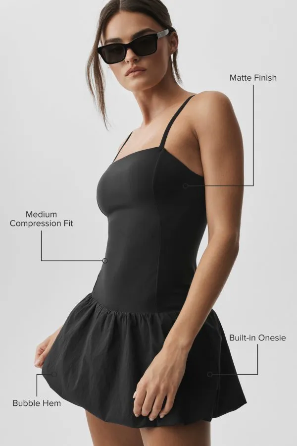 Airbrush Love Match Tennis Dress - Black