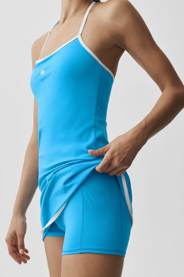 Softsculpt Halter Tennis Dress - Azure Blue/White