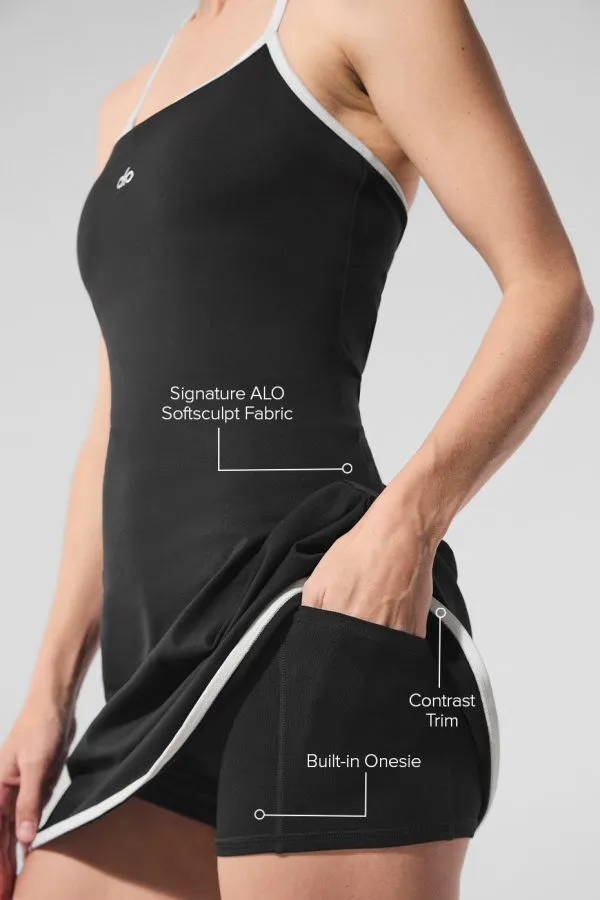 Softsculpt Halter Tennis Dress - Black/White