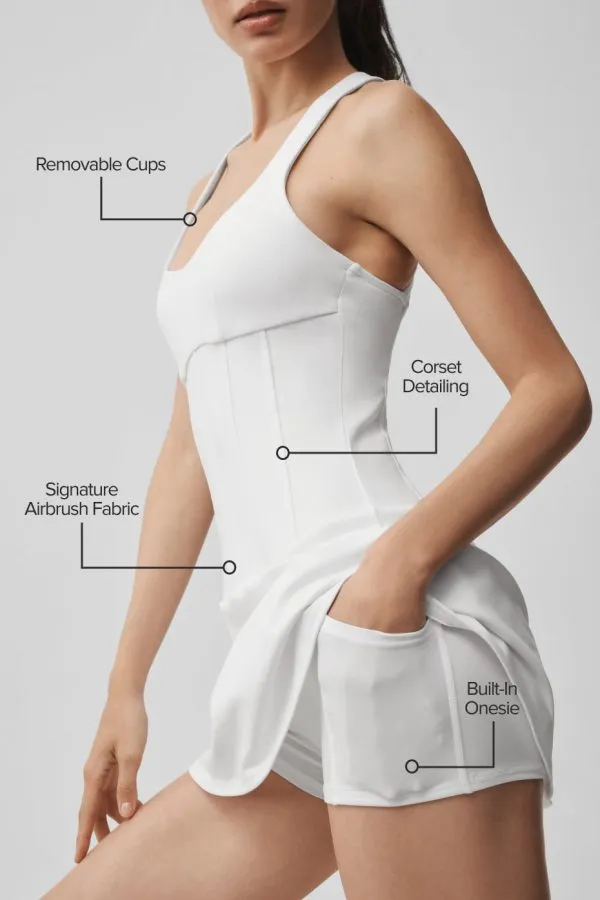 Airbrush Sparks Fly Corset Tennis Dress - White