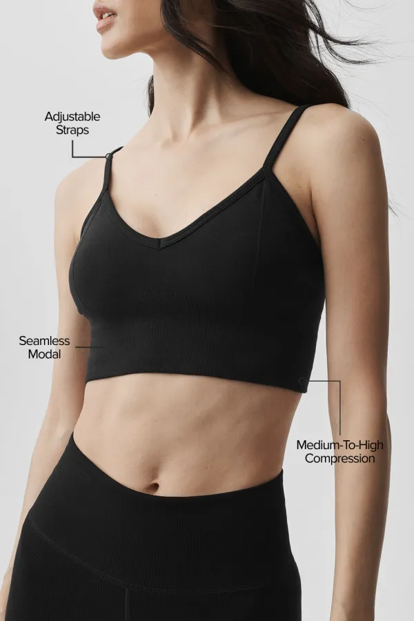 Seamless Modal Ribbed Delight Bralette - Black